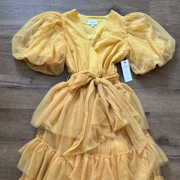 NWT Red Dress Boutique Aura Mustard Layered Maxi Dress - Picture 2 of 4